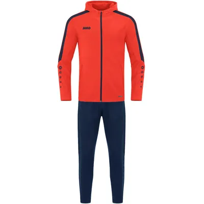 Produktbild von JAKO Kinder Trainingsanzug Polyester Power mit Kapuze, Farbe:flame/marine, Größe:128