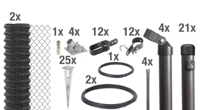 Zdjęcie produktu dla Ogrodzenie z siatki drucianej Alberts 630843 w zestawie kompletnym, z tulejami do wbijania w ziemię, kolor antracyt metaliczny, wysokość 175 cm, długość 50 m