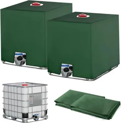 Obrázek produktu pro sada 2 kusů pro 1000litrovou nádrž IBC, sběr dešťové vody, nádrž na vodu odolná proti UV záření, 1000 l, 116 x 100 x 120 cm, zelená barva