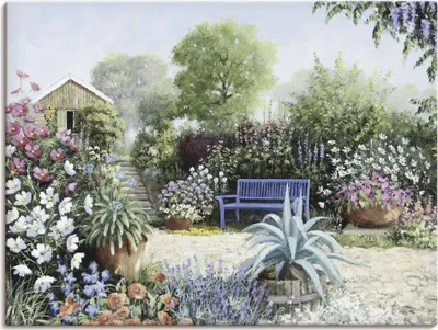 Produktbild von ARTland Leinwandbild Ruhiger Garten Größe: 60x45 cm