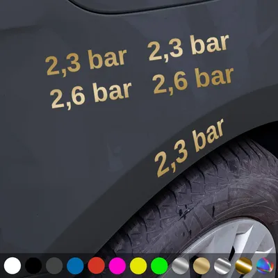 Produktbild von PantherPixel Luftdruck Aufkleber Reifenluftdruck BAR Reifendruck Sticker Auto Geschenkidee Farbe Gold