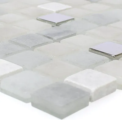 Produktbild von Mosaikfliesen Glas Naturstein Mix Freyland Grau