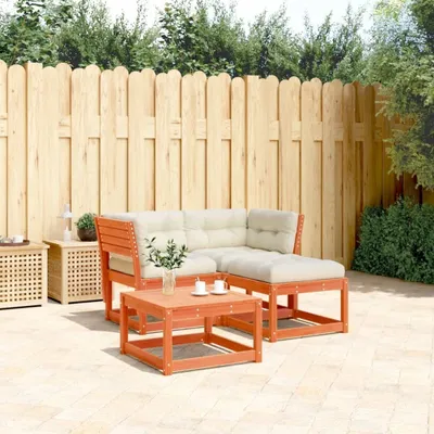 Produktbild von Design New Gartenmöbel Set Balkonmöbel-Set 3-tlg. Garten-Sofagarnitur mit Kissen Wachsbraun Kiefernholz - Gartenmöbelgarnituren Möbel2025 CHY1883484 3parcel