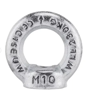 Produktbild von 10 Stück Ringmutter DIN 582 – Stahl C15E, verzinkt, blau passiviert (A2K) Größe M10