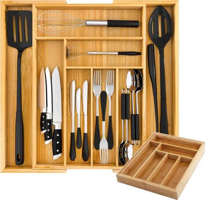 Obrázok produktu pre Verk 27055 Bambusový organizér do zásuvky, 8 priehradok, 45 cm
