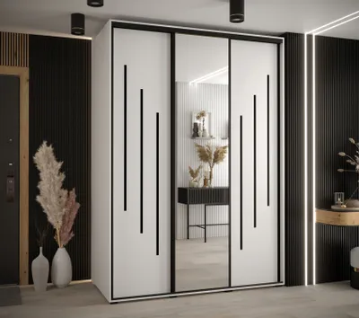 Obrázok produktu pre Šatníková skriňa YVONA 9 - 180/60 cm, biela / čierna