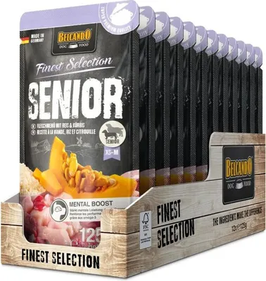 Produktbild von BELCANDO Senior Fleischmenü mit Reis & Kürbis 12x 125g