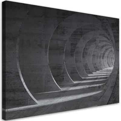 Produktbild von Leinwandbild Grauer 3D-Tunnel 120x80 Feeby Grau bild für die wand bereit zum aufhängen