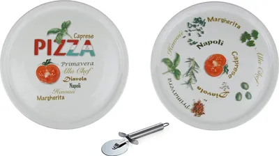 Produktbild von Retsch Arzberg - Pizzateller im Set mit Pizzaschneider - Ø30cm (2er Set mit Muster)