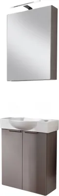 Produktbild von FACKELMANN SBC B.PARIS Gäste WC Waschtisch Set mit Spiegelschrank 55 cm breit, Grau, Türanschlag rechts  Perfekt für jedes moderne Badezimmer