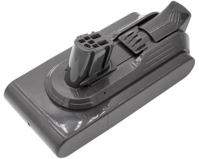 A gray vacuum cleaner battery pack is shown against a white background.