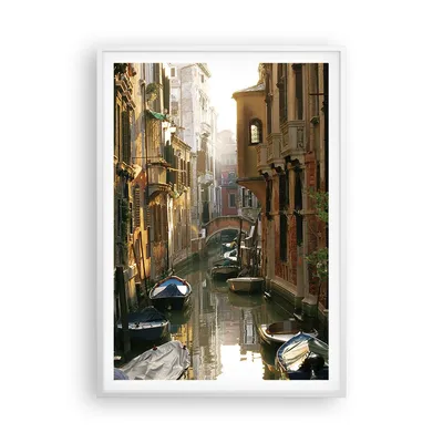 Produktbild von Gerahmtes Poster - Weißer Rahmen - Venedig Brücke Wasser Haus - 70x100 cm - Wand Bild - Wanddeko - Wandbilder - Wandposter - Bilderrahmen - Bilder - Kunstdruck - Wandbild - P2WPA70x100-2532