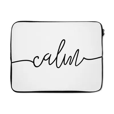 Produktbild von MuchoWow® Laptop Hülle 15 Zoll Zitate - 'Calm' - Sprichwort - Schwarz und weiß Laptoptasche - Laptoptasche - Sleeve - Rundum-Schutz