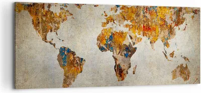 Produktbild von Bild auf Leinwand - Leinwandbild - Welt Karte Kontinente Geographie - 120x50cm - Wand Bild - Wanddeko - Leinwanddruck - Bilder - Kunstdruck - Leinwand bilder - Wandkunst - AB120x50-2783