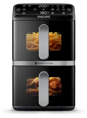 Immagine prodotto di Philips Serie 4000 Friggitrice con due cestelli impilati, friggitrice ad aria calda, 10 l, 1,4 kg, Rapid Air, 40 °C, 200 °C