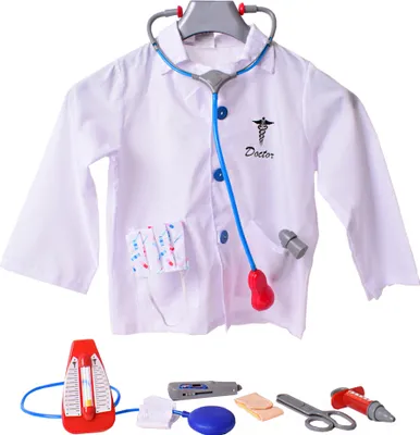 Produktbild von TE-Trend Arztkittel für Kinder Doktor Mantel mit Zubehör 9-teiliges Set zum Spielen in Einheitsgröße für Kleinkinder