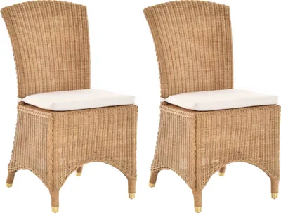 Zdjęcie produktu dla KRINES HOME zestaw 2 rattanowych krzeseł do jadalni rattanowe krzesło do jadalni wiklinowe krzesło do jadalni (miodowy ciemny)