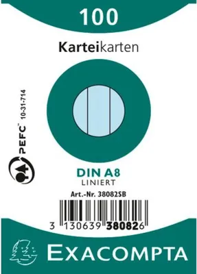 Produktbild von EXACOMPTA Karteikarten DIN A8 liniert azurblau 100 Karteikarten