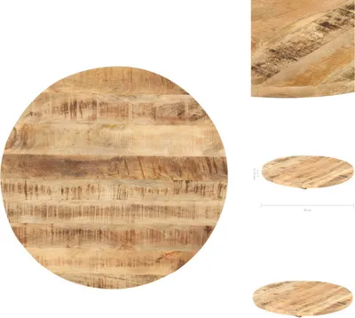 Immagine prodotto di vidaXL Piano da tavolo in legno massiccio di mango rotondo 25-27 mm 80 cm - Piani da tavolo