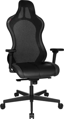 Produktbild von Gaming Stuhl - Schwarz - Kunstleder - Netzgewebe - höhenverstellbare Armlehnen