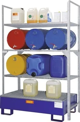 Produktbild von Fassregal Cemo 540 mit Fassauflagen und Stahl-Auffangwanne 200x132x80 cm Tragkraft 600 kg