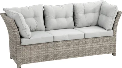 Produktbild von greemotion Gartenlounge-Set Malia 5-teilig halbrund grau Polyrattan mit Tisch und Hockern