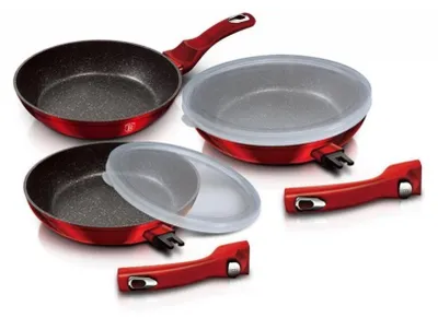 Produktbild von Berlinger Haus Bratpfannen Set BH-7053 Granit 3-teilig Burgundy