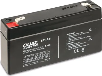 Produktbild von QUATPOWER Blei-Akkumulator LB1.2-6, 6 V-/1,2 Ah