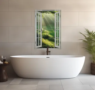 Produktbild von Wallario wasserfestes Poster selbstklebend 91,50 x 61 cm, Sonnenstrahlen im Wald, Badezimmerposter Spritzschutz mit Hochglanzoberfläche in Glasoptik