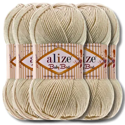 Produktbild von Alize 5x 100g Baby Best Wolle, Antipilling, Uni, Häkeln, Stricken (Piedra)