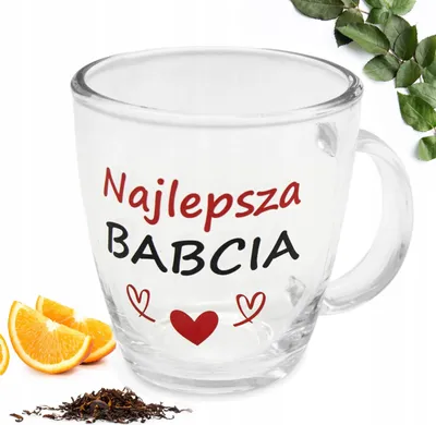 Zdjęcie produktu dla Kubek Szklany 390ml DLA BABCI Kubeczek Szklanka Dzień BABCI Herbata Prezent