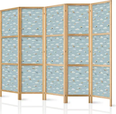 Obrázek produktu pro Japonský paraván pro děti 225x172 cm 5dílný šedý