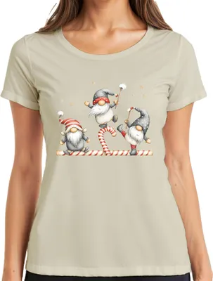 Produktbild von Weihnachtswichtel Zuckerstange süß lustig Geschenk Weihnachten Damen T-Shirt, Natur, XL