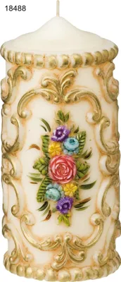 Produktbild von Zierkerze handverziert 16,5 x 7,5 cm