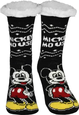 Produktbild von Disney Mickey Maus Hüttensocken - Haussocken für Herren Kuschelsocken Flauschige Wintersocken warme Männer Socken Schwarz/Weiß  39-42