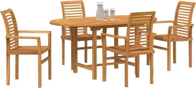 Produktbild von vidaXL Garten Essgruppe 5 pcs Braun Massivholz Teak