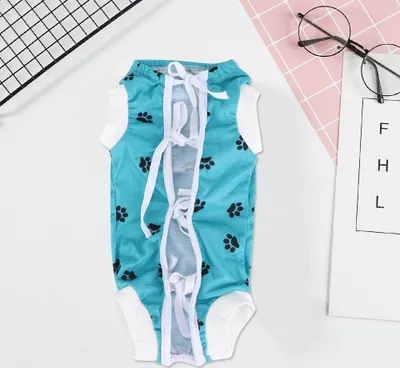Produktbild von Polyester-Erholungsanzug für Haustiere für Bauchwunden, Hautkrankheiten, chirurgische Schutzkleidung (Blau L)