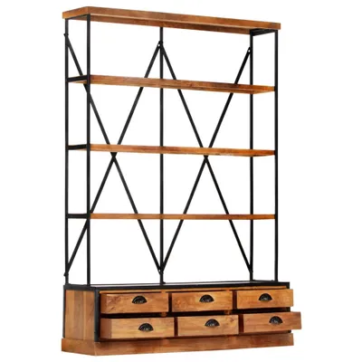 Immagine prodotto di Libreria 4 livelli 6 cassetti 122×36×181 cm in legno massiccio