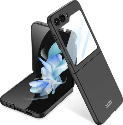 Image de Étui pour Samsung Galaxy Z Flip 5 Étui en PC solide et mat avec film de protection sur l'écran Noir