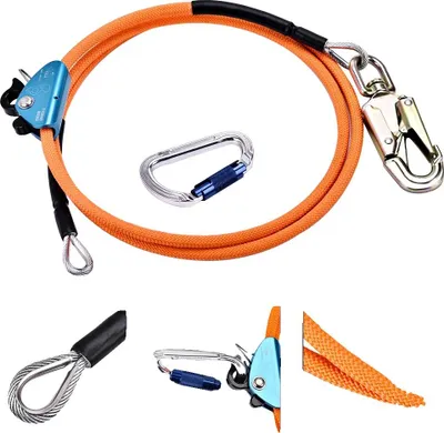 Produktbild von Kletterpositionierungsseil, Stahlkern, 12 mm Durchmesser, 2,4 m Länge, verstellbarer Karabiner,