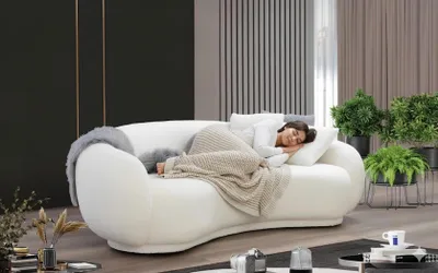 Produktbild von Weiße Polstercouch Designer Wohnzimmer 3-Sitzer Textilsofas 3-er