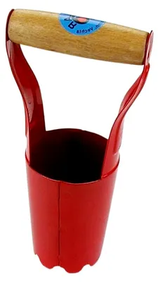 Produktbild von Hohlpflanzer rot pulverbeschichtet mit Schneidezähnen, 10 cm Pflanztiefe, 6 cm Durchmesser für den Garten