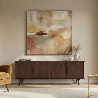 Produktbild von TIVOLI Lowboard 150 cm aus Massivholz, Nussbaum Finish - TV Lowboard mit verstellbaren Einlegeböden, Wohnzimmermöbel, Wohnzimmer Sideboard, TV Schrank, robust und alltagstauglich