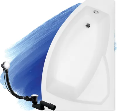 Produktbild von BADLAND Eckbadewanne Badewanne Rima RECHTS 140x90 mit Ablaufgarnitur und Füßen GRATIS ohne Verkleidung