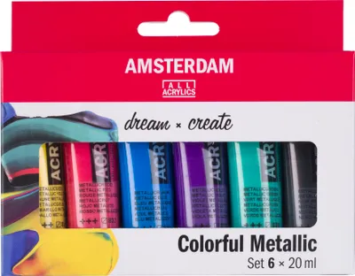 Produktbild von Royal Talens Acrylfarbe Metallic Set - 6 Farben - 20 ml Tuben - Malen
