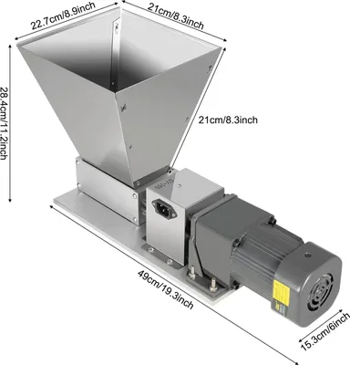 Produktbild von Elektrische Mühle - Getreidemühle - Verstellbarer Mahlspalt - Für Getreide, Bohnen, Gewürze & Futter - 49×15,3×28,4 cm - Silber