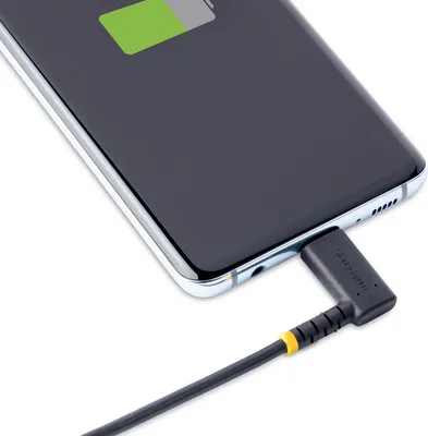 Produktbild von StarTech.com 1 m Robustes USB-C auf Lightning Kabel, USB 2.0 zu Lightning Winkelstecker, Ladekabel und Synchronisierung, Apple Mfi es iPhone Lightning Kabel, Abgewinkelt, 1 m, USB C, Lightning, Schwarz, Stecker, Stecker
