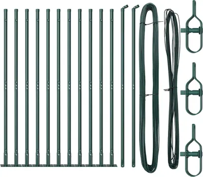 Image de vidaXL Poteaux de clôture 13 pcs vert acier