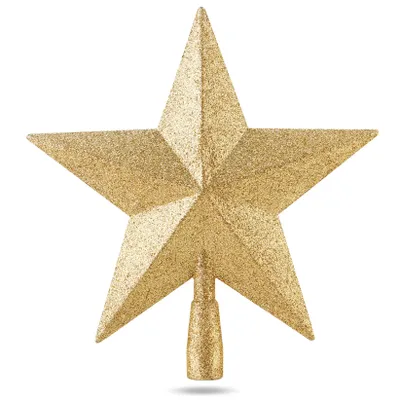 Produktbild von Baumspitze für Weihnachtsbaum Christbaumspitze Aufsatz für Tannenbaum Weihnachtsdekoration (Stern-Voll-Gold)