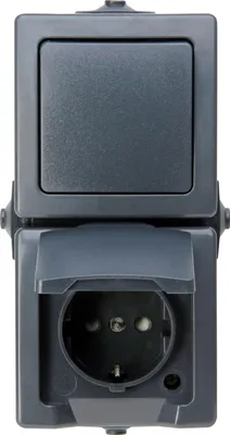 Image de KOPP NAUTIC Combinaison interrupteur/prise verticale apparente IP44 anthracite